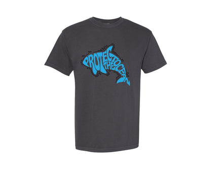 brand:Comfort Colors|color:Graphite|Protect The Ocean Orca Shape Graphic T-Shirt