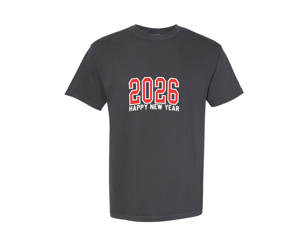 brand:Comfort Colors|color:Graphite|Happy New Year 2026 2026 Holid Graphic T-Shirt