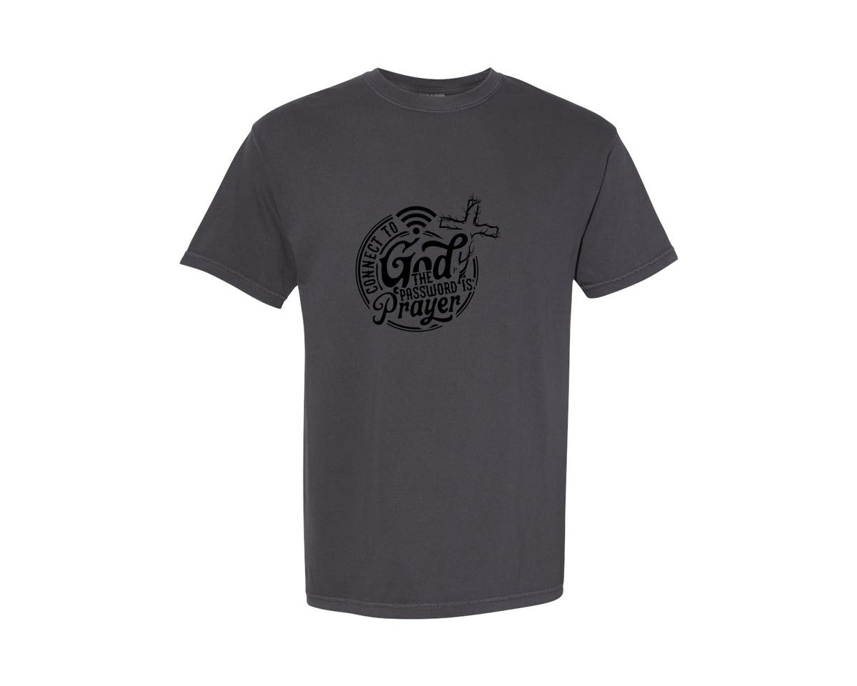 brand:Comfort Colors|color:Graphite|Connect To God Christian Cross Gift Graphic T-Shirt