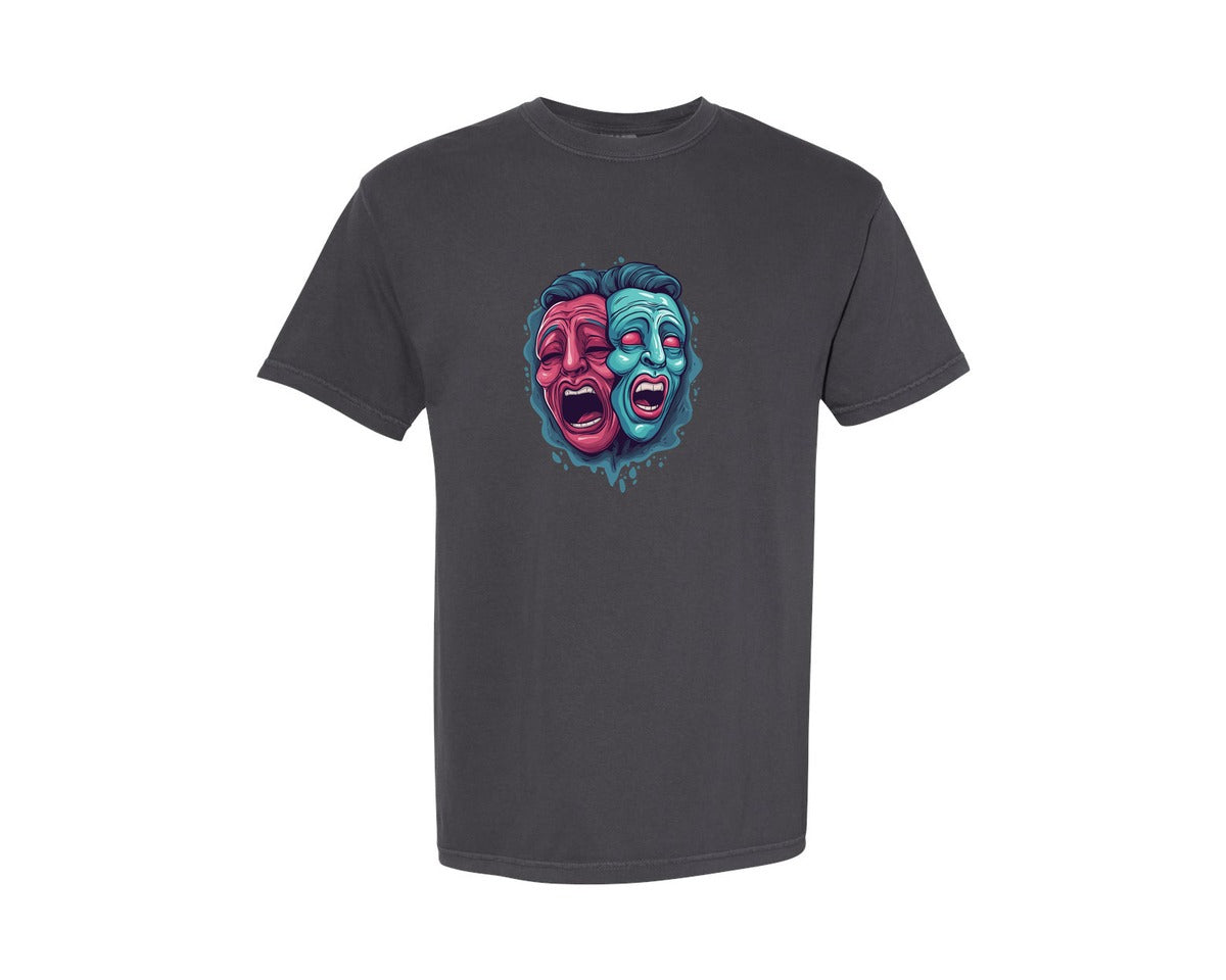 brand:Comfort Colors|color:Graphite|Vibrant Abstract Faces Art Graphic T-Shirt