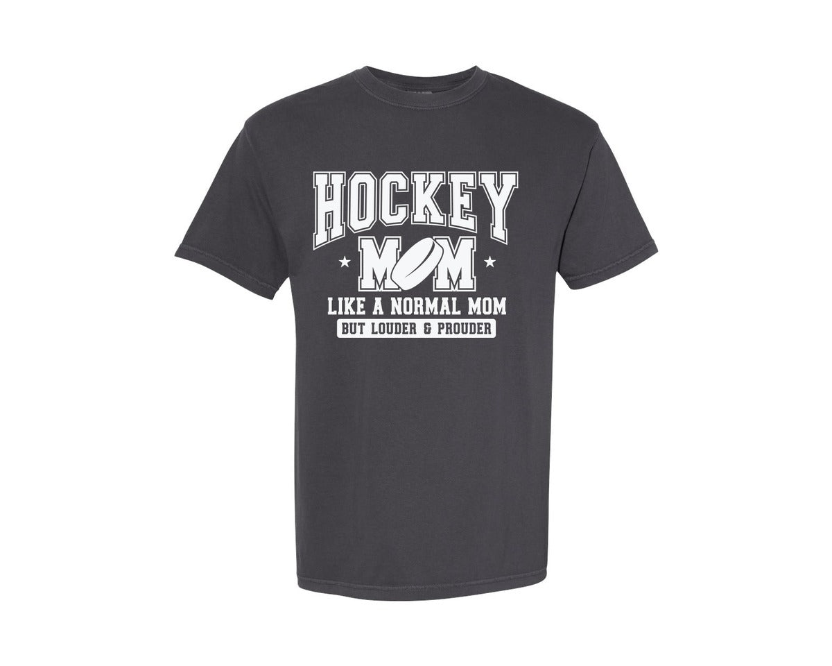 brand:Comfort Colors|color:Graphite|Hockey Mom Loud And Proud Mama Graphic T-Shirt