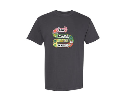 brand:Comfort Colors|color:Graphite|Preppy 100 Days School Trendy Shirt Graphic T-Shirt