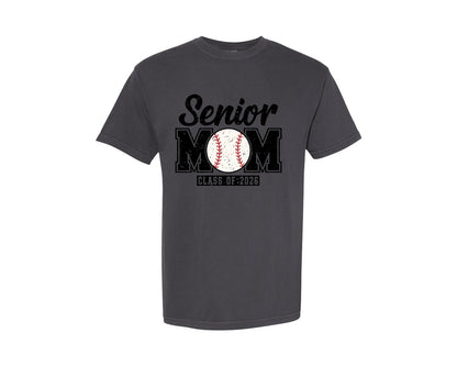 brand:Comfort Colors|color:Graphite|Senior Baseball Mom Class Of 2026 Graphic T-Shirt