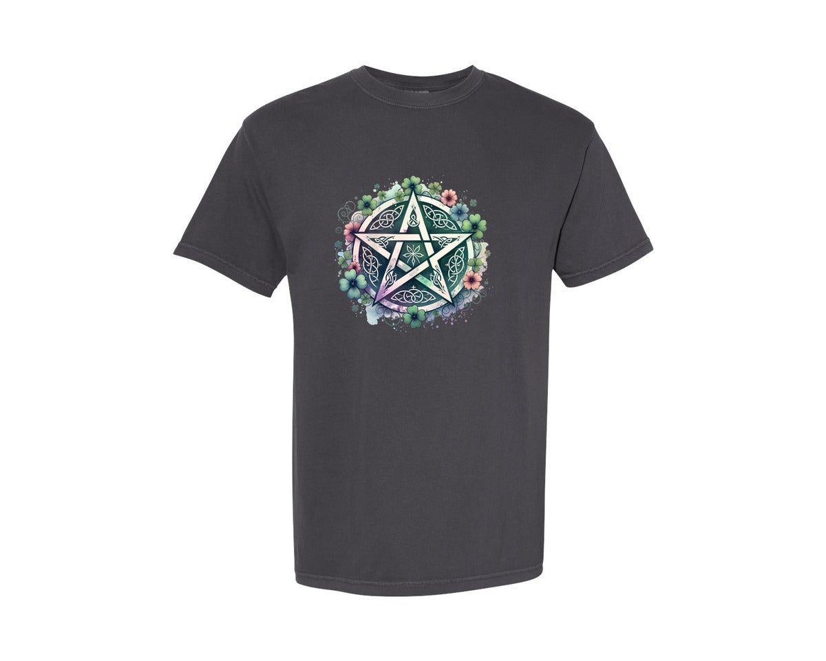 brand:Comfort Colors|color:Graphite|Witchy Pentagram St Patricks Day Design Graphic T-Shirt