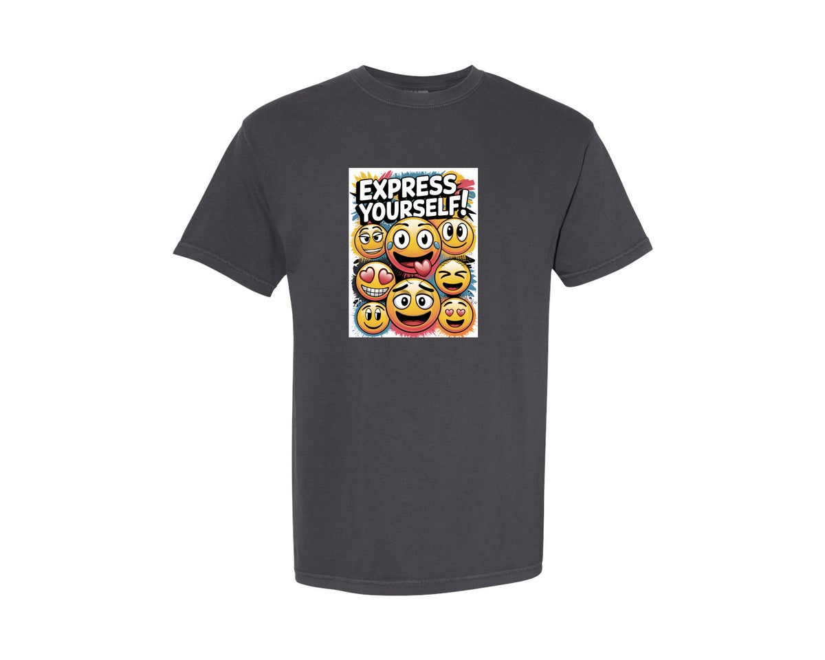 brand:Comfort Colors|color:Graphite|Express Yourself World Emoji Day Graphic T-Shirt