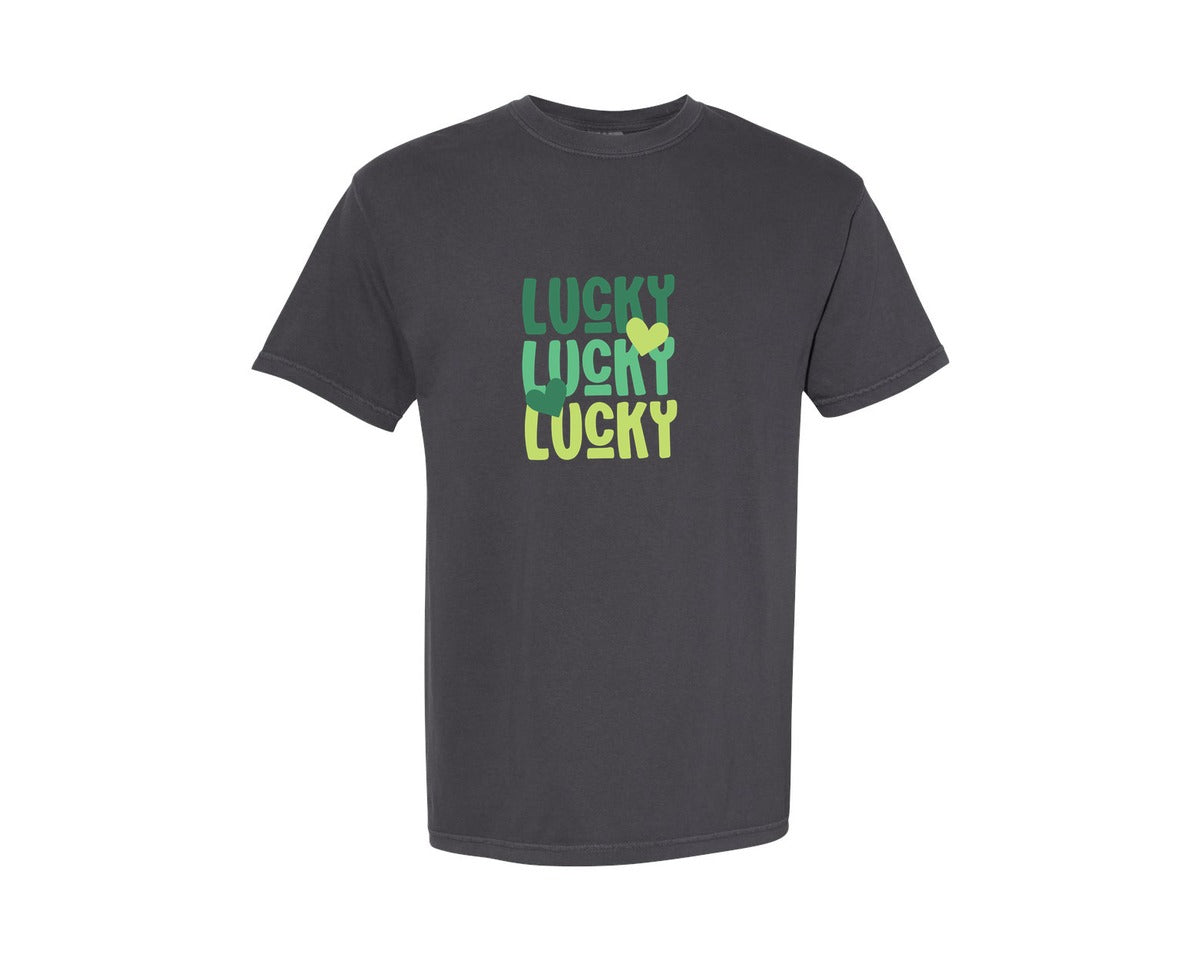 brand:Comfort Colors|color:Graphite|Lucky Gradient St Patricks Day Graphic T-Shirt