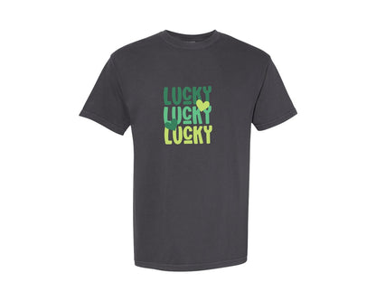 brand:Comfort Colors|color:Graphite|Lucky Gradient St Patricks Day Graphic T-Shirt