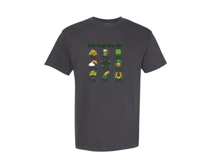 brand:Comfort Colors|color:Graphite|God Says You Are St Patricks Day Graphic T-Shirt