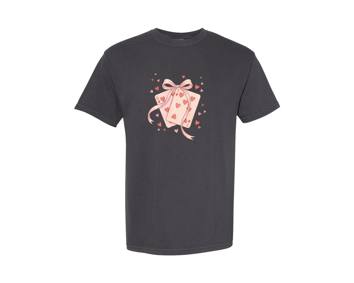 brand:Comfort Colors|color:Graphite|Six Seven 67 Meme Playing Card Valentine Graphic T-Shirt