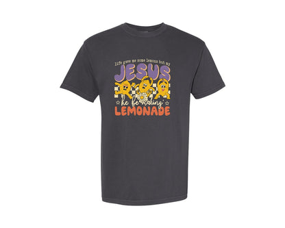 brand:Comfort Colors|color:Graphite|Life Gave Me Lemons Jesus Lemonade Graphic T-Shirt