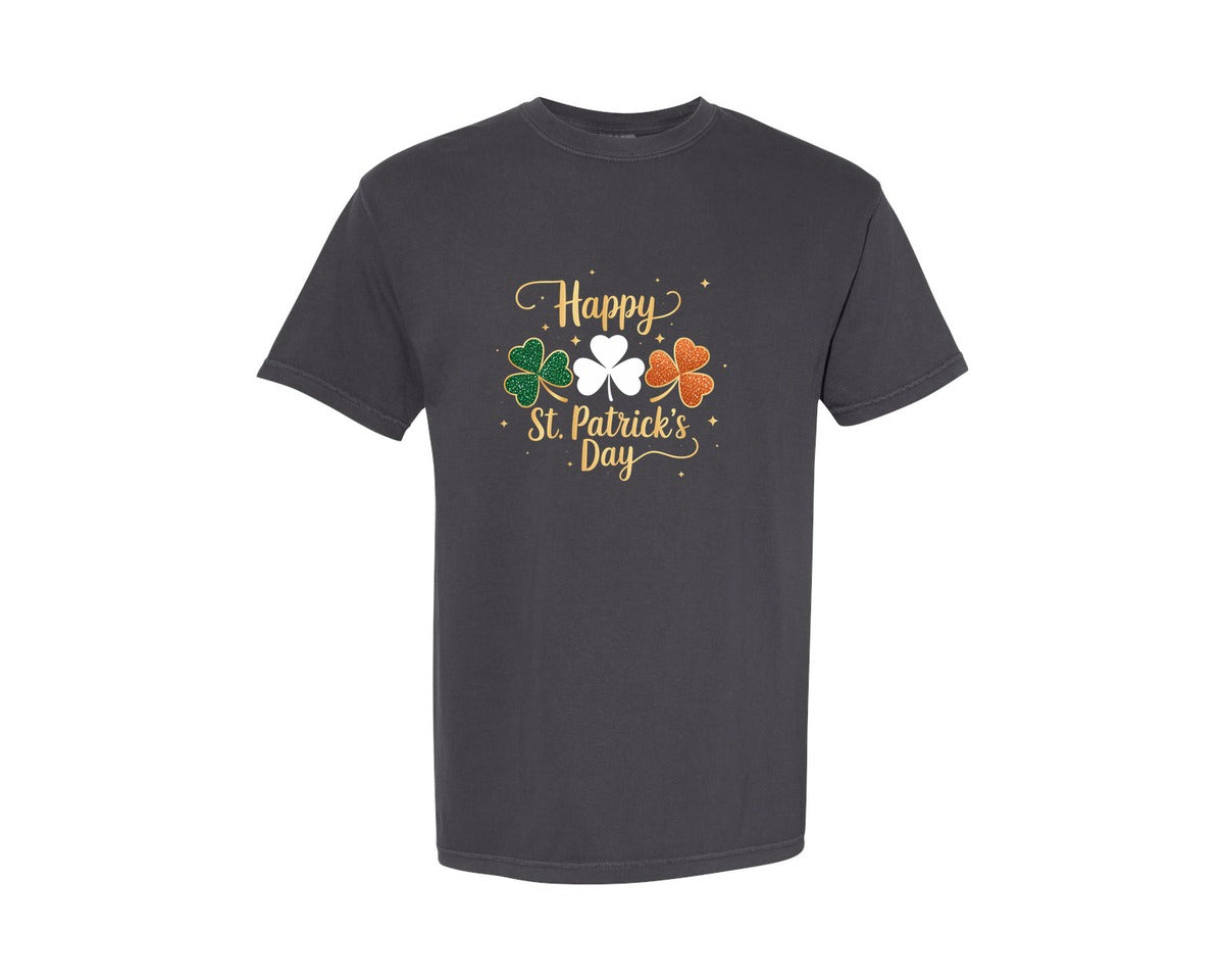 brand:Comfort Colors|color:Graphite|Preppy St Patricks Day Love Shamrock Graphic T-Shirt