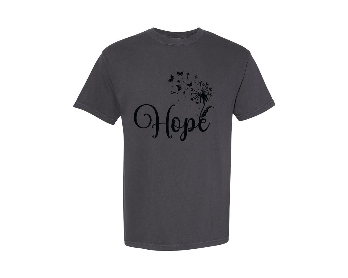 brand:Comfort Colors|color:Graphite|Hope Dandelion Inspirational Graphic T-Shirt