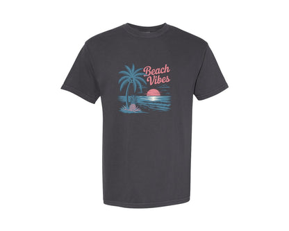brand:Comfort Colors|color:Graphite|Retro Vintage Beach Vibes Summer Beach Graphic T-Shirt