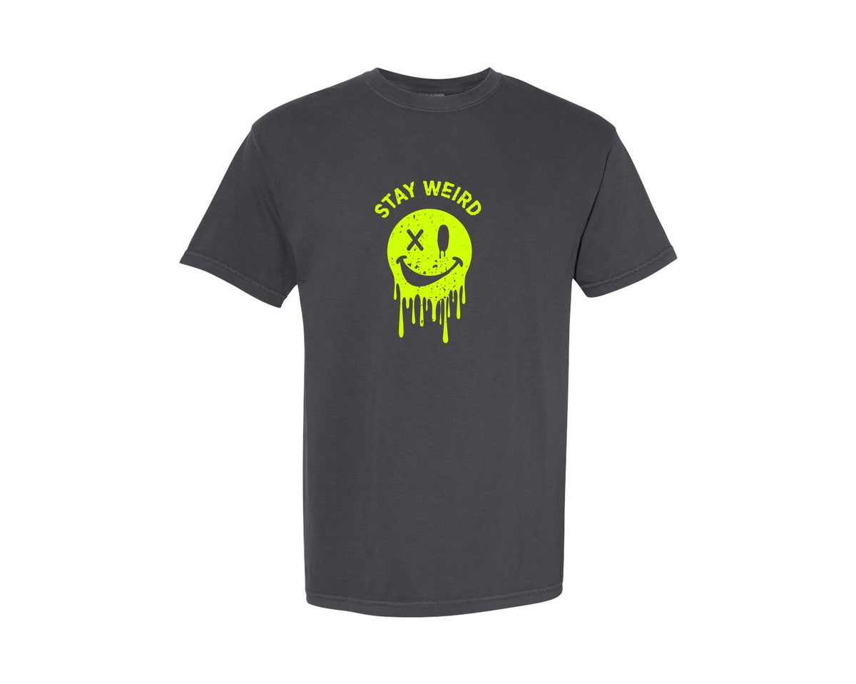 brand:Comfort Colors|color:Graphite|Stay Weird Be Yourself Rebellious Spirit Graphic T-Shirt
