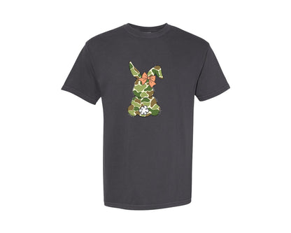 brand:Comfort Colors|color:Graphite|Egg Hunter Bunny Camo Easter Bunny Graphic T-Shirt
