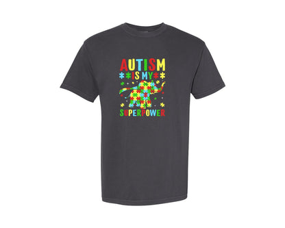 brand:Comfort Colors|color:Graphite|Autism Is My Superpower T Shirt 2 Graphic T-Shirt