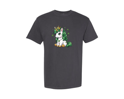 brand:Comfort Colors|color:Graphite|St Patricks Day Unicorn Graphic T-Shirt