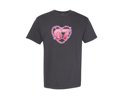 brand:Comfort Colors|color:Graphite|67 Valentine Heart Love Cupid Graphic T-Shirt