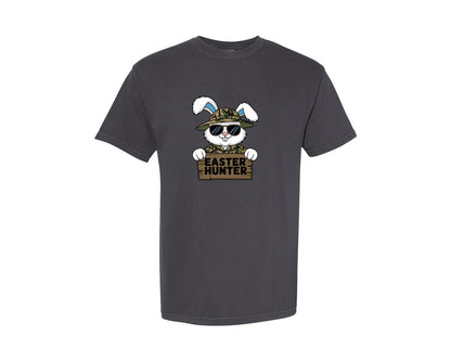 brand:Comfort Colors|color:Graphite|Easter Hunter Bunny Boy Bunny Graphic T-Shirt