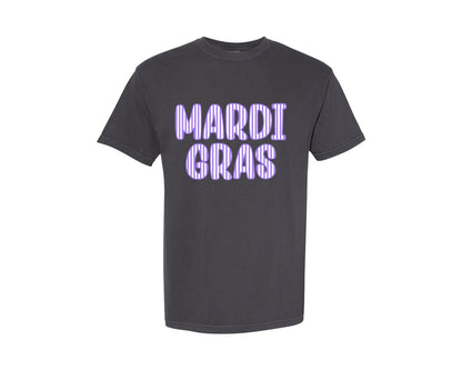 brand:Comfort Colors|color:Graphite|Purple Mardi Gras Girly Mardi Gras Graphic T-Shirt