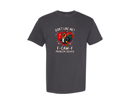 brand:Comfort Colors|color:Graphite|Funny Rooster Valentine F Caw F Graphic T-Shirt