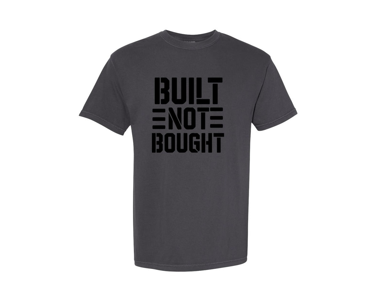 brand:Comfort Colors|color:Graphite|Built Not Bought Typography T Shirt Desi Graphic T-Shirt