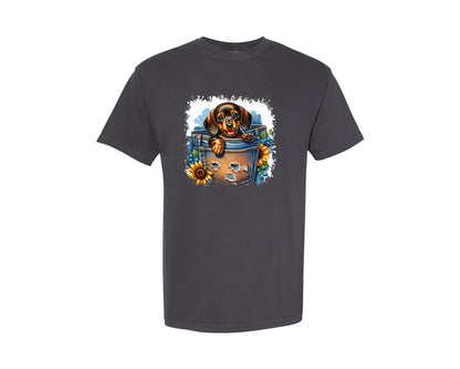 brand:Comfort Colors|color:Graphite|Dog In Pocket Square Tshirt 29 Graphic T-Shirt