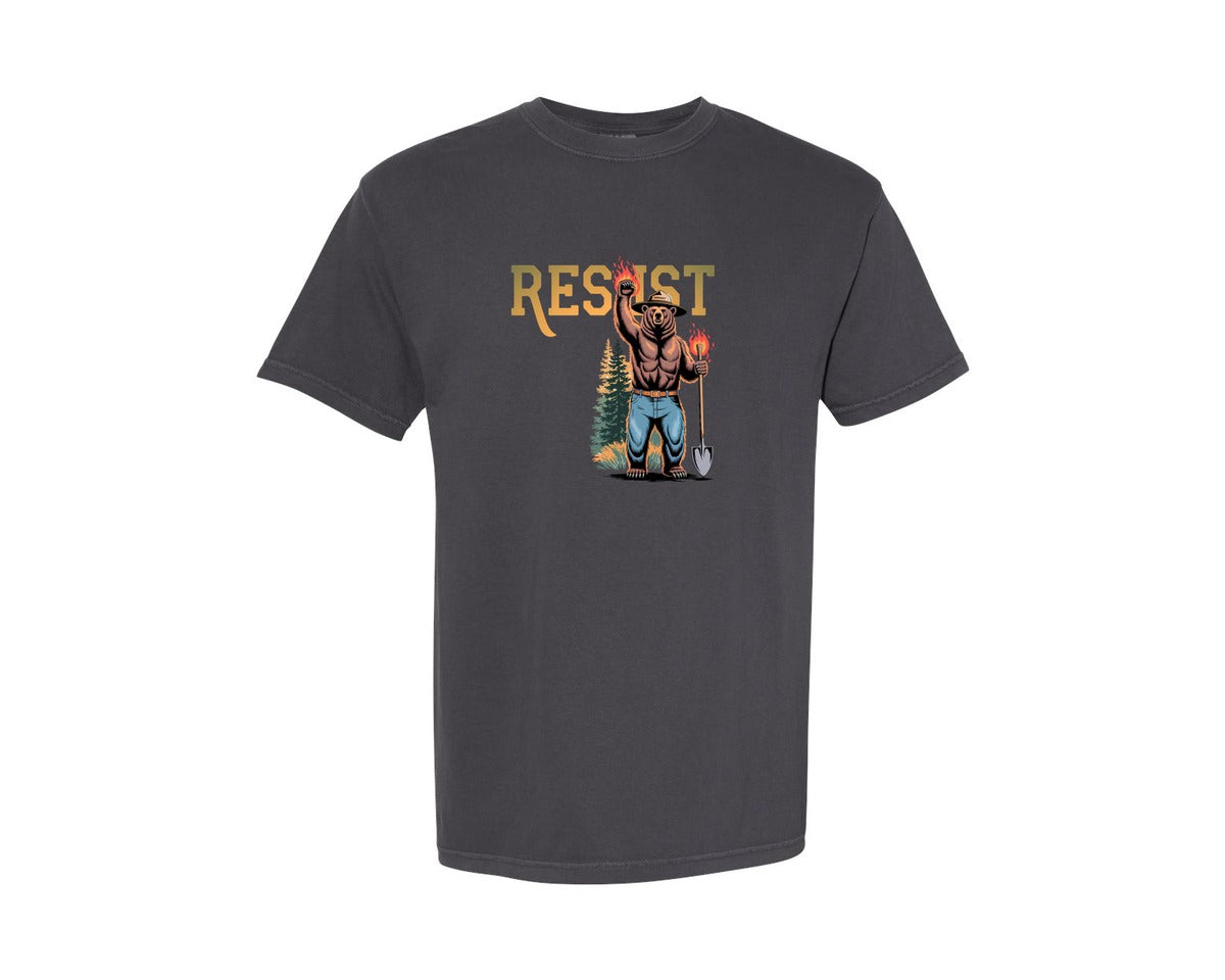 brand:Comfort Colors|color:Graphite|Resist Wilderness Ranger Bear 4 Graphic T-Shirt