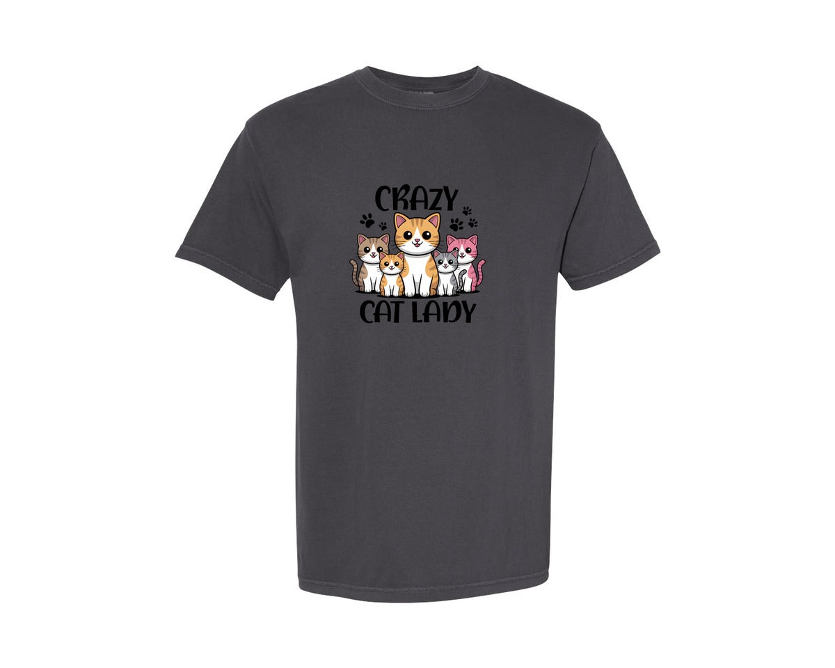 brand:Comfort Colors|color:Graphite|Crazy Cat Lady 2 Graphic T-Shirt