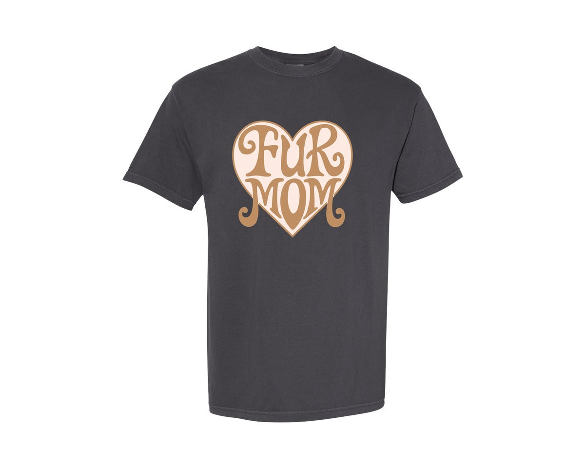 brand:Comfort Colors|color:Graphite|Fur Mom Cute Crazy Cat Lady Quote Graphic T-Shirt