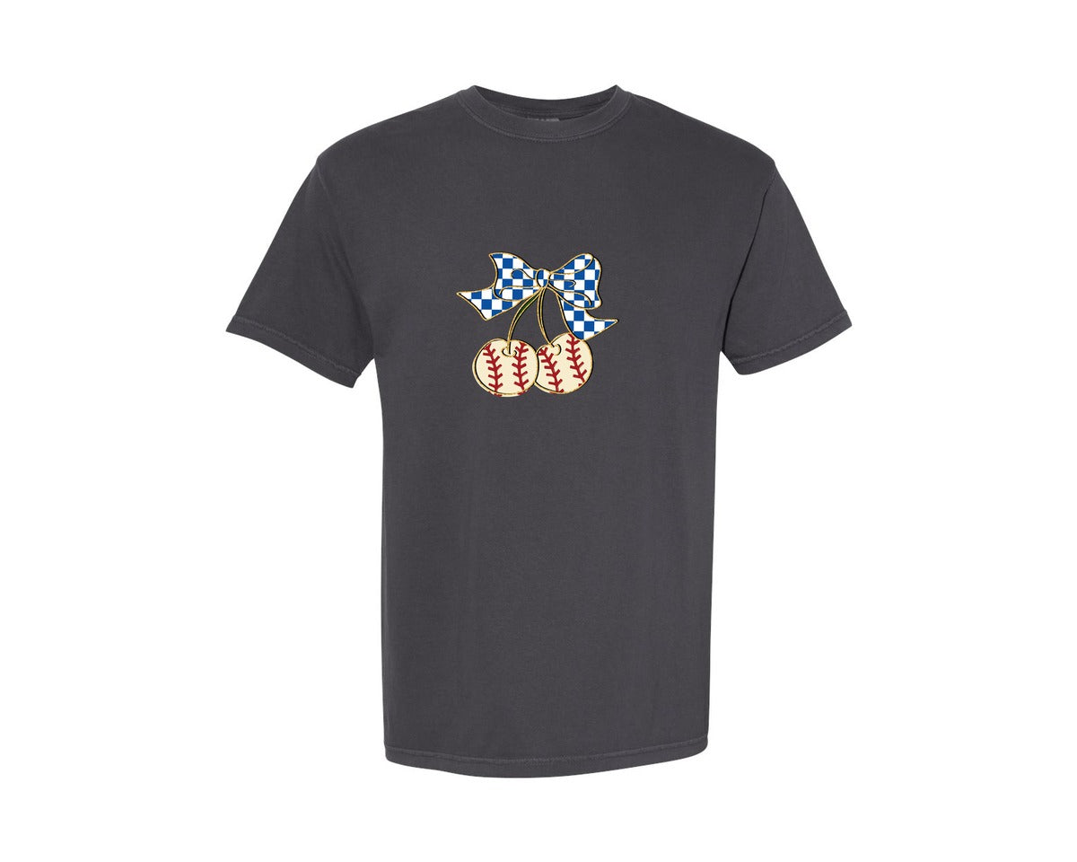 brand:Comfort Colors|color:Graphite|Retro Baseball Cherries Graphic T-Shirt