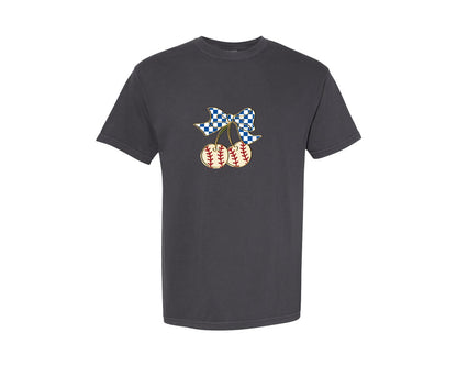 brand:Comfort Colors|color:Graphite|Retro Baseball Cherries Graphic T-Shirt