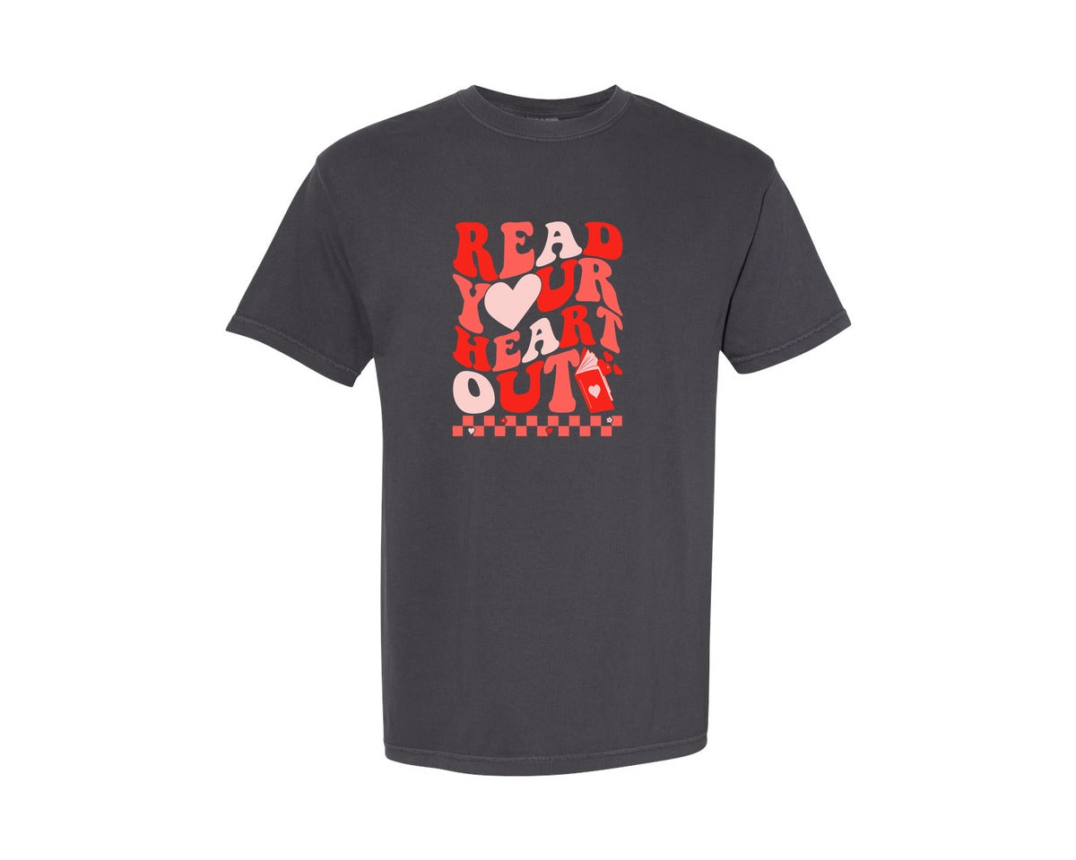 brand:Comfort Colors|color:Graphite|Retro Read Your Heart Out T Shirt Graphic T-Shirt