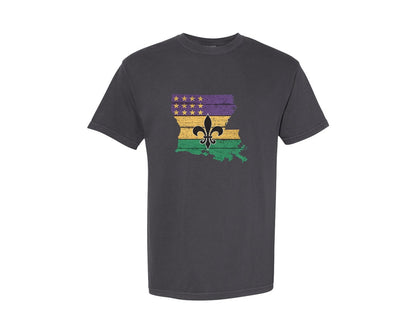 brand:Comfort Colors|color:Graphite|Louisiana Mardi Gras Mardi Gras Graphic T-Shirt