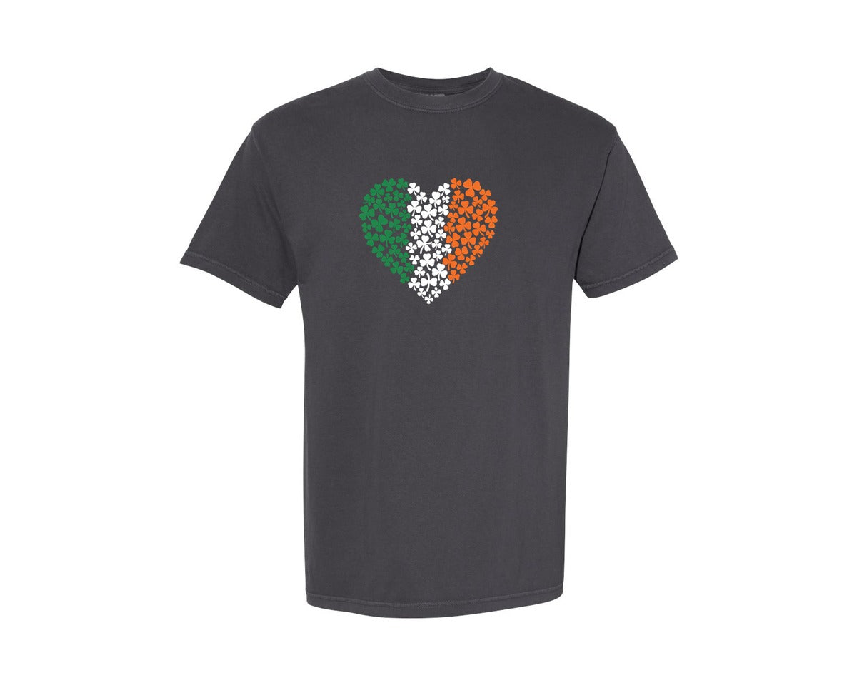 brand:Comfort Colors|color:Graphite|Irish Flag Heart Shamrock Graphic T-Shirt