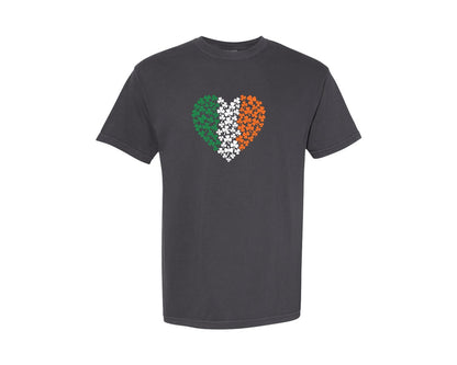 brand:Comfort Colors|color:Graphite|Irish Flag Heart Shamrock Graphic T-Shirt