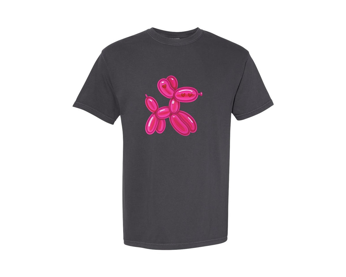brand:Comfort Colors|color:Graphite|Pink Brushstroke Balloon Dog 2 Graphic T-Shirt
