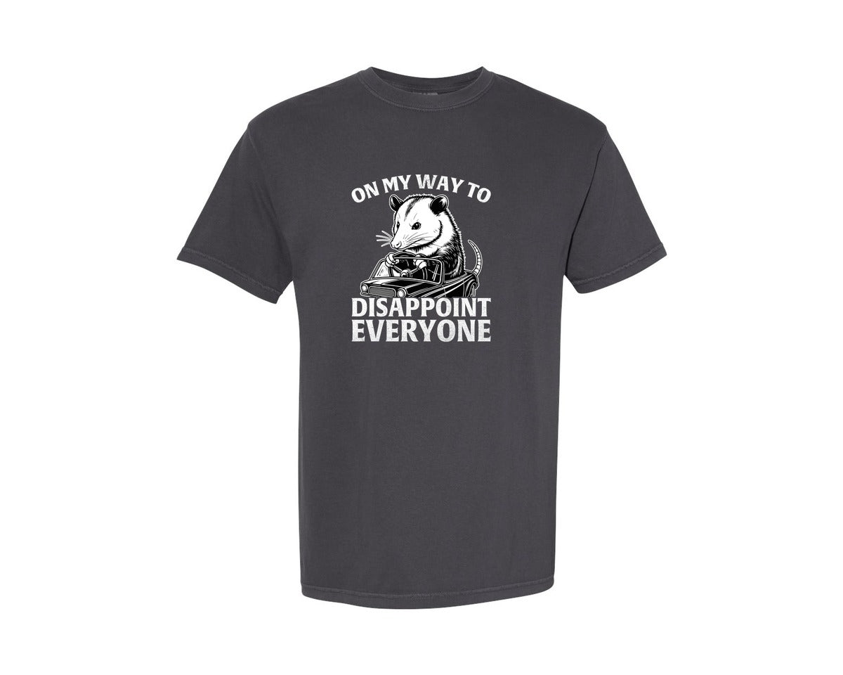 brand:Comfort Colors|color:Graphite|Funny Opossum Driving T Shirt Design Graphic T-Shirt