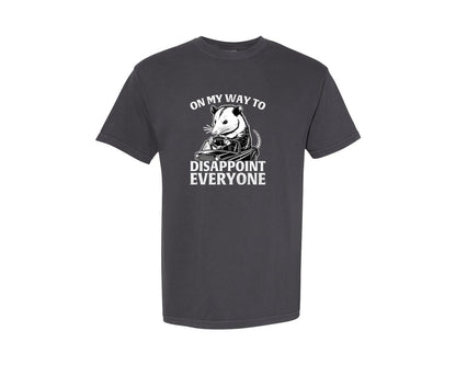 brand:Comfort Colors|color:Graphite|Funny Opossum Driving T Shirt Design Graphic T-Shirt