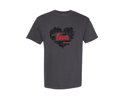 brand:Comfort Colors|color:Graphite|Love Never Fails Des Graphic T-Shirt