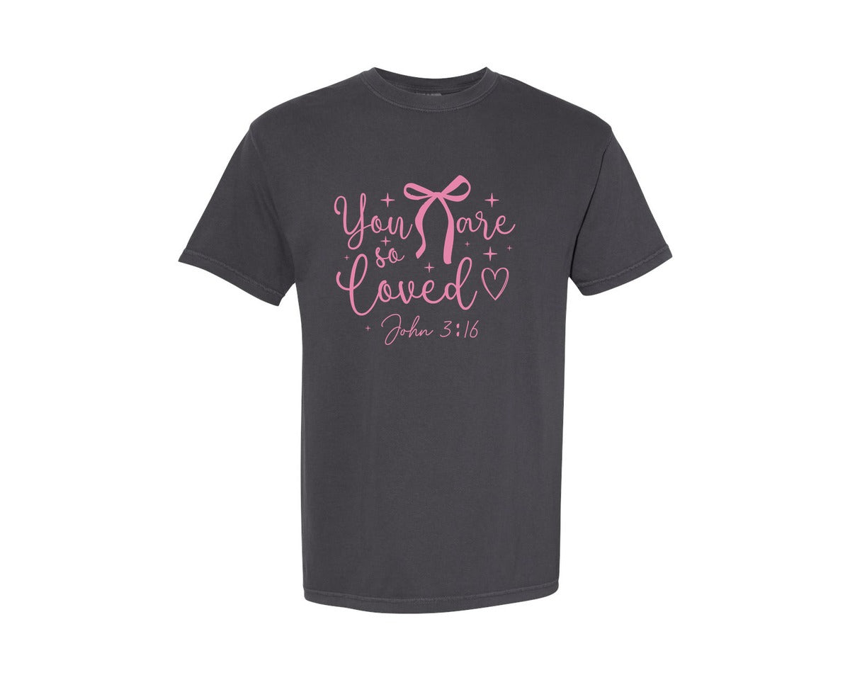 brand:Comfort Colors|color:Graphite|You Are So Loved Christian Shirt Graphic T-Shirt