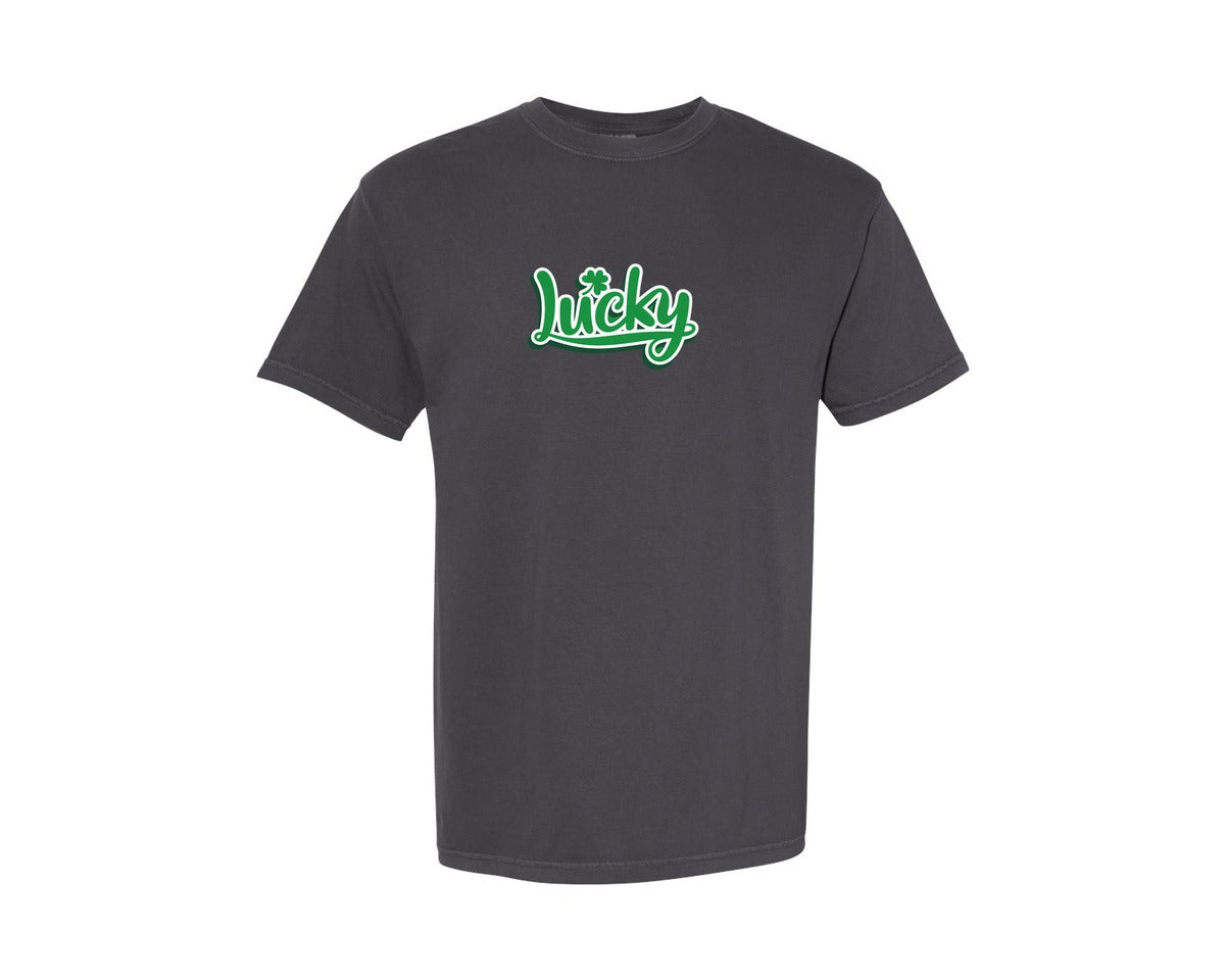 brand:Comfort Colors|color:Graphite|Lucky Shamrock St Patricks Day 9 Graphic T-Shirt
