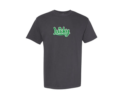 brand:Comfort Colors|color:Graphite|Lucky Shamrock St Patricks Day 9 Graphic T-Shirt