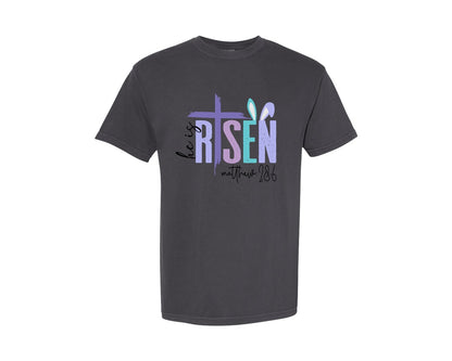 brand:Comfort Colors|color:Graphite|He Is Risen Svgchristian Easter Graphic T-Shirt