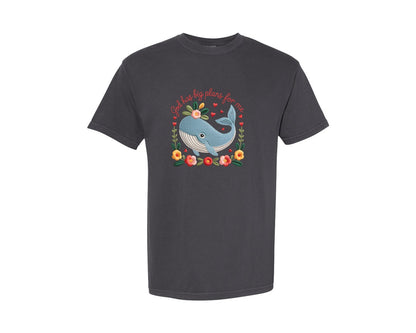 brand:Comfort Colors|color:Graphite|Gods Plans Whale Graphic T-Shirt