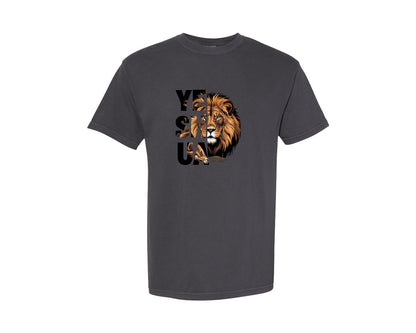 brand:Comfort Colors|color:Graphite|Lion Of Judah Yeshua Design 2 Graphic T-Shirt