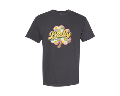 brand:Comfort Colors|color:Graphite|Lucky Shamrock 4 Graphic T-Shirt