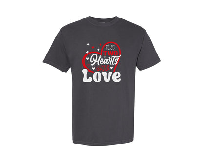 brand:Comfort Colors|color:Graphite|Two Hearts One Love T Shirt Design 8 Graphic T-Shirt