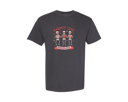 brand:Comfort Colors|color:Graphite|Radiate Love Radiology Valentine Graphic T-Shirt