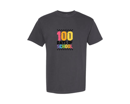 brand:Comfort Colors|color:Graphite|100 Days Of School Teacher Graphic T-Shirt